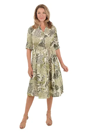 Sage Leaf Belted Dress