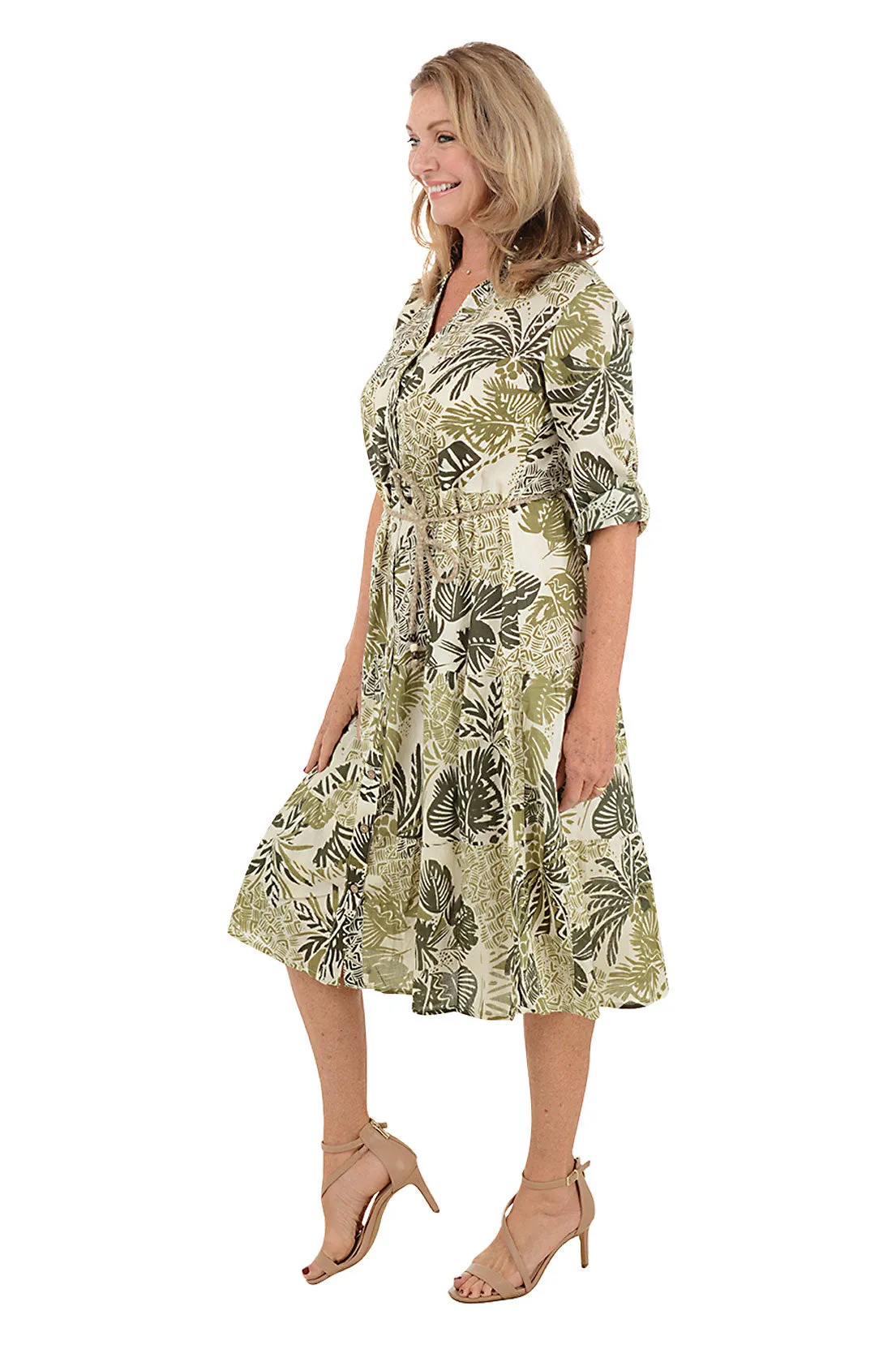 Sage Leaf Belted Dress