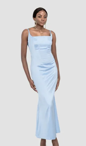 SATIN CORSET MAXI DRESS IN BLUE Gloria Lanvin