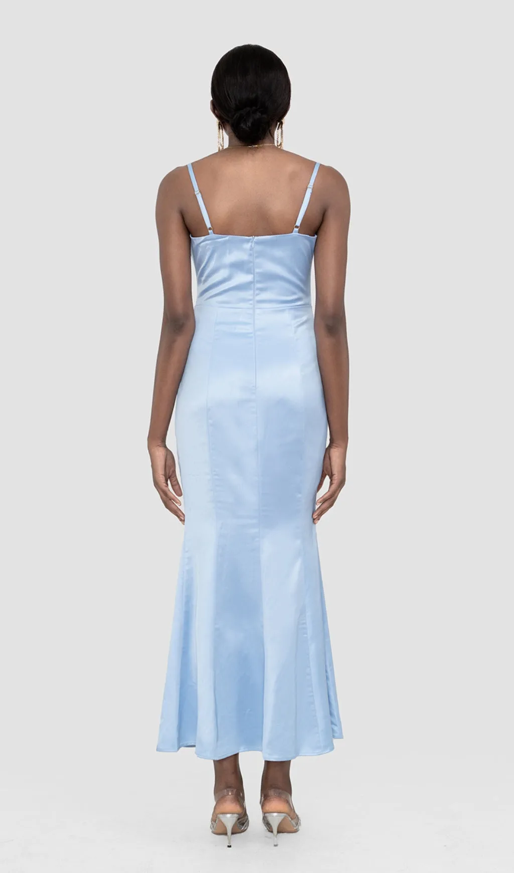 SATIN CORSET MAXI DRESS IN BLUE Gloria Lanvin