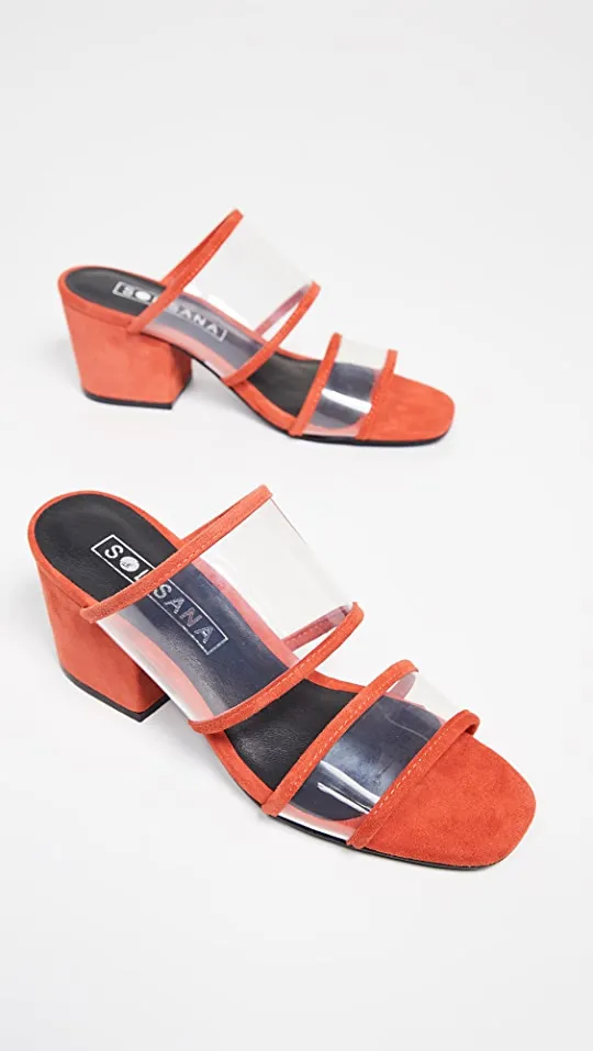 SOL SANA (LN) PVC   leather strap mules! 39