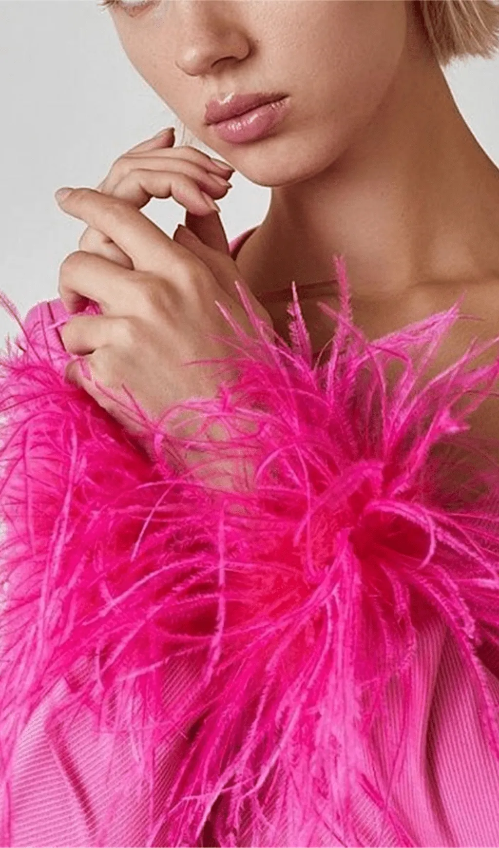 STRETCH LONG SLEEVES MINI DRESS IN HYPER PINK Gloria Lanvin