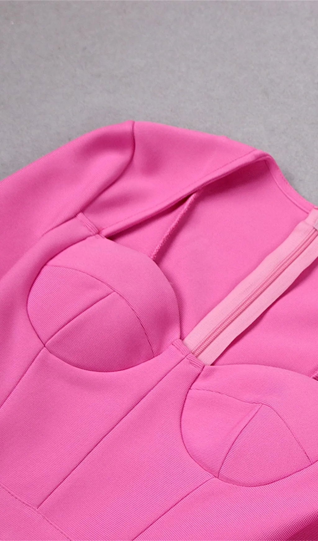 STRETCH LONG SLEEVES MINI DRESS IN HYPER PINK Gloria Lanvin