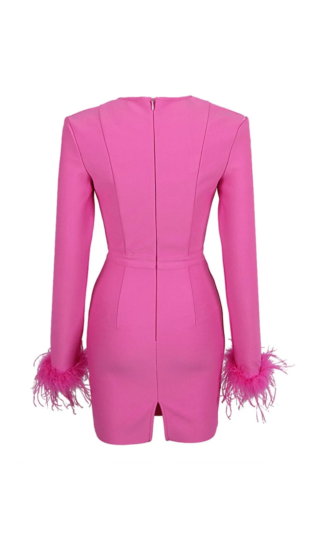 STRETCH LONG SLEEVES MINI DRESS IN HYPER PINK Gloria Lanvin